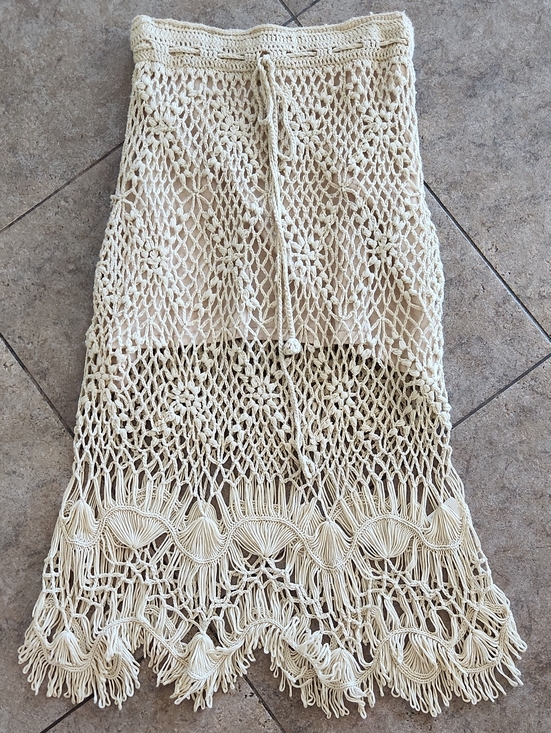 POL Dresses & Skirts - POL Light Tan Crochet Midi Skirt